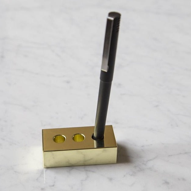 Souda Brass Brick Pen Holder