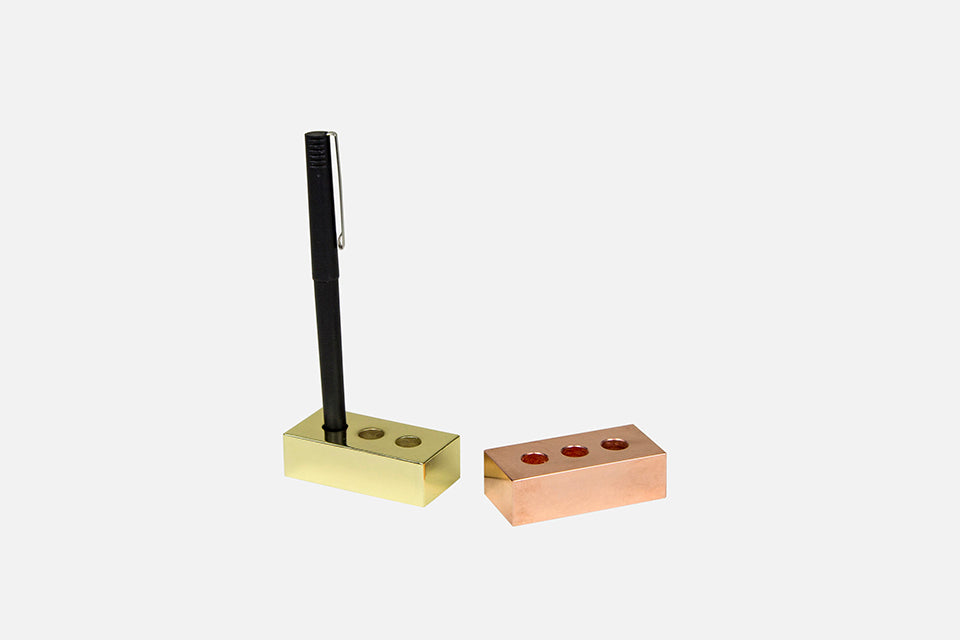 Souda Brass Brick Pen Holder