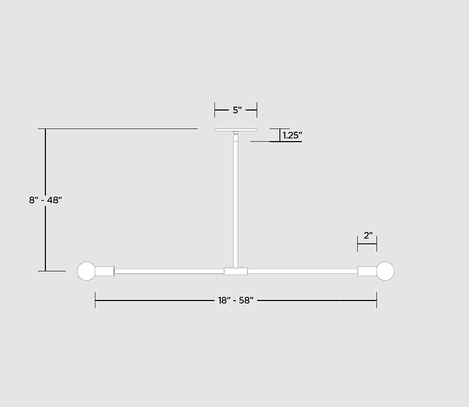 Brass T Ceiling Light