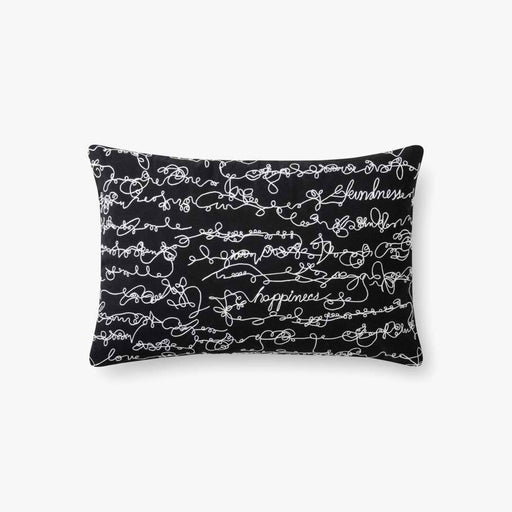 Black Rectangular Happiness Embroidered Pillow
