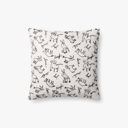 White Little Animals Embroidered Pillow