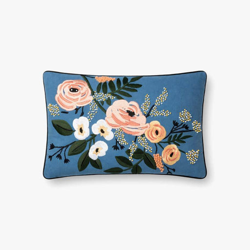 Blue & Blush Flower Pillow