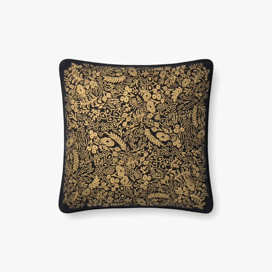 Black & Gold Little Flowers Pillow