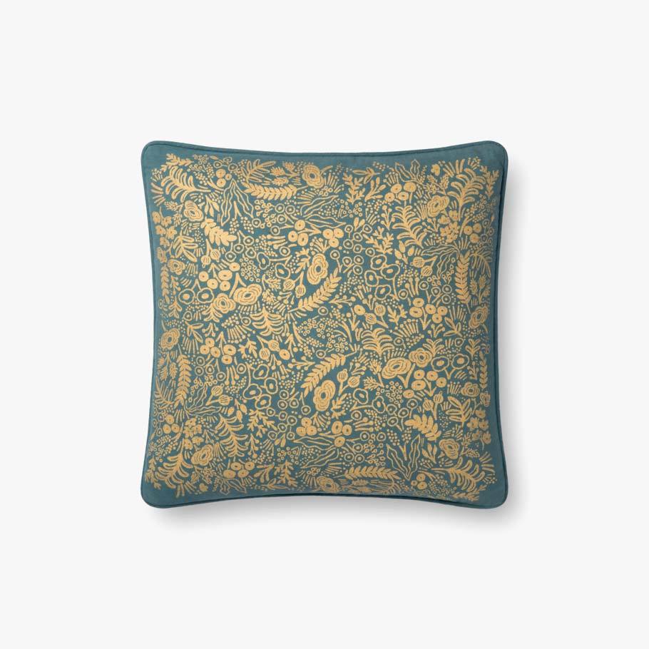 Emerald & Gold Little Flowers Pillow