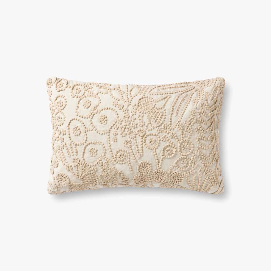 Ivory Botanical Pattern Texture Pillow