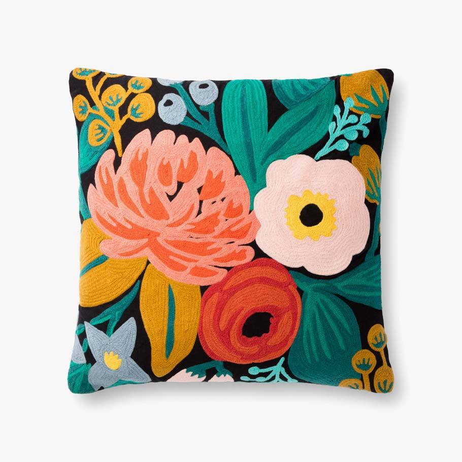Bold Black Flower Pillow