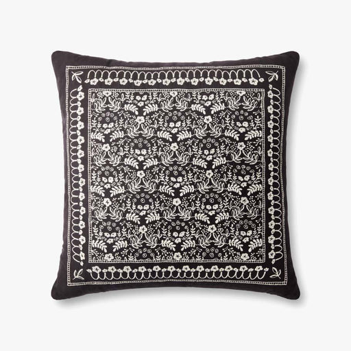 Black Romantic Floral Pattern Pillow