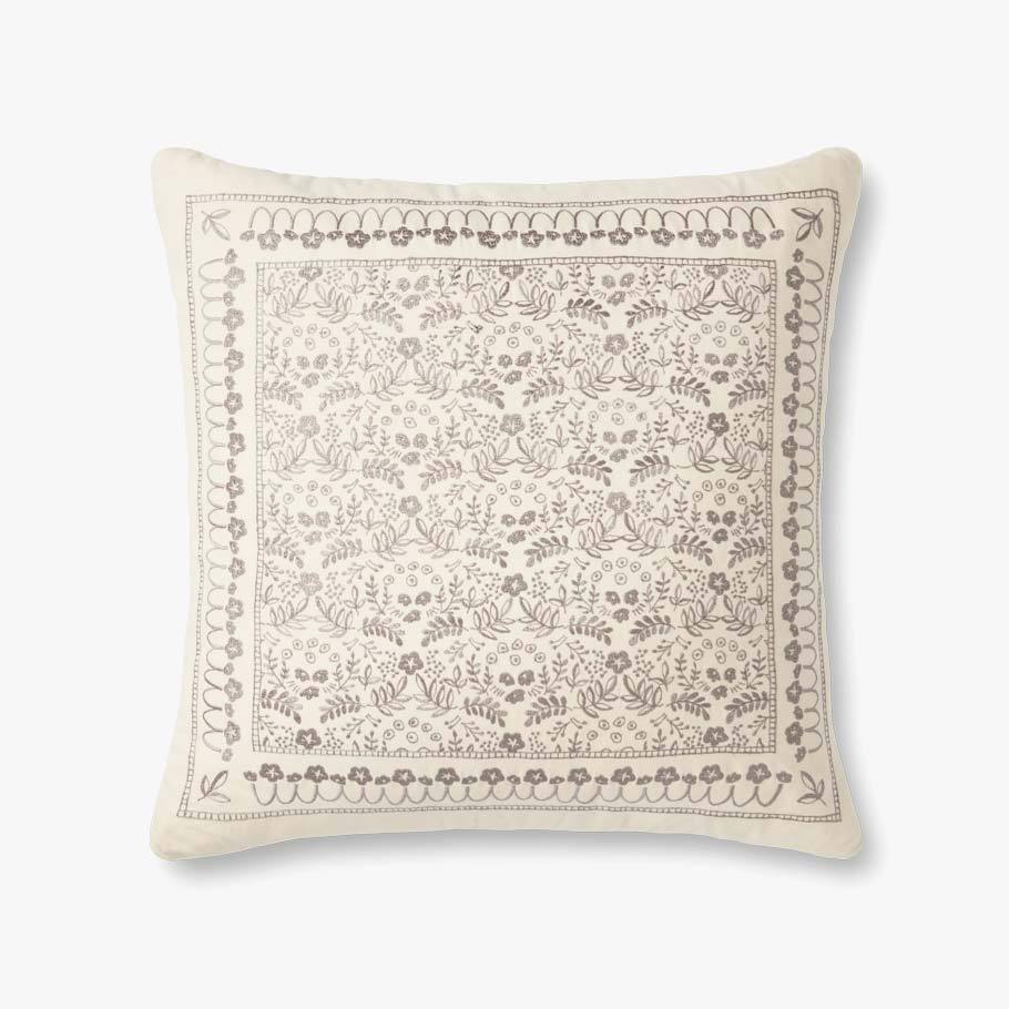 Ivory Romantic Floral Pattern Pillow