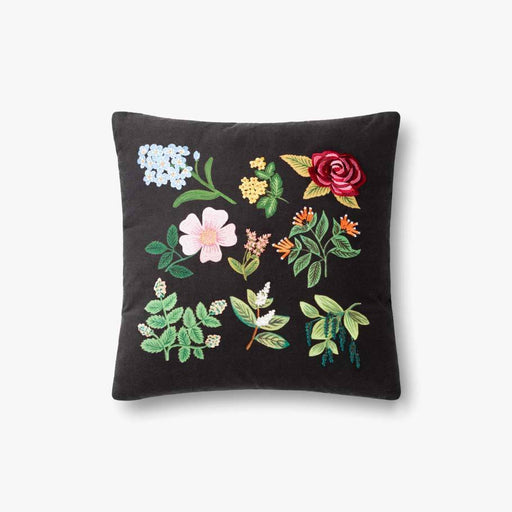 Square Black Wildflower Pillow