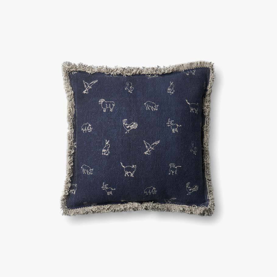 Little Animals Navy Pillow