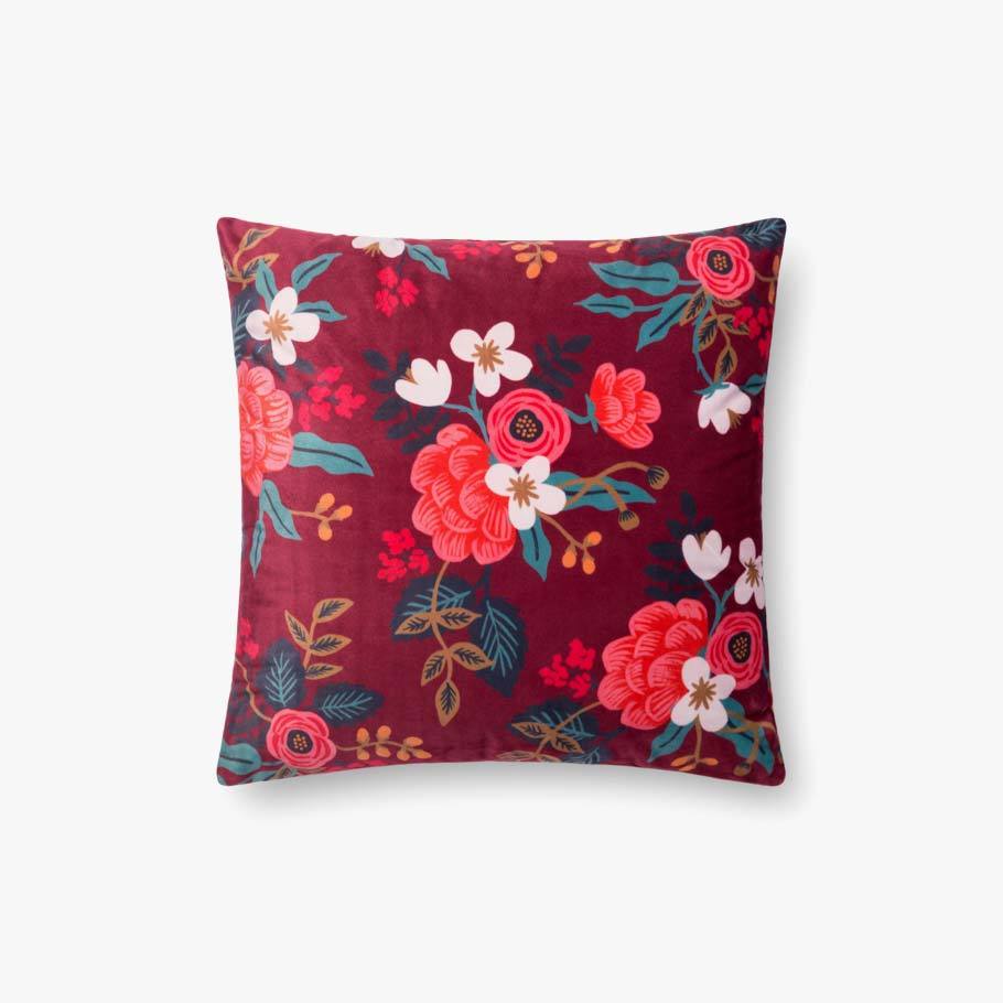 Burgundy Flower Pillow