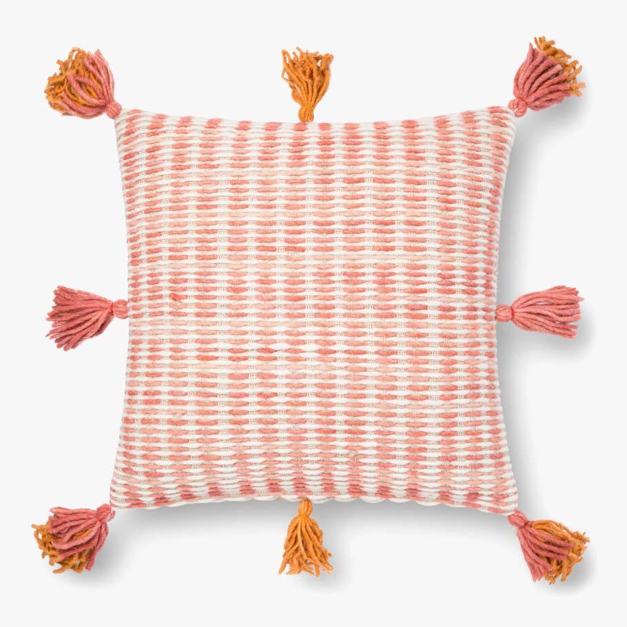 Pink Orange Tassel Pillow