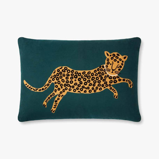 Leopard Teal and Gold Pillow
