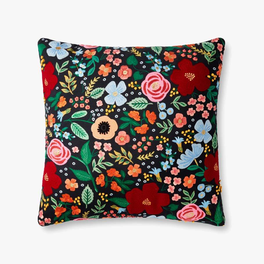 Black Floral Party Pillow