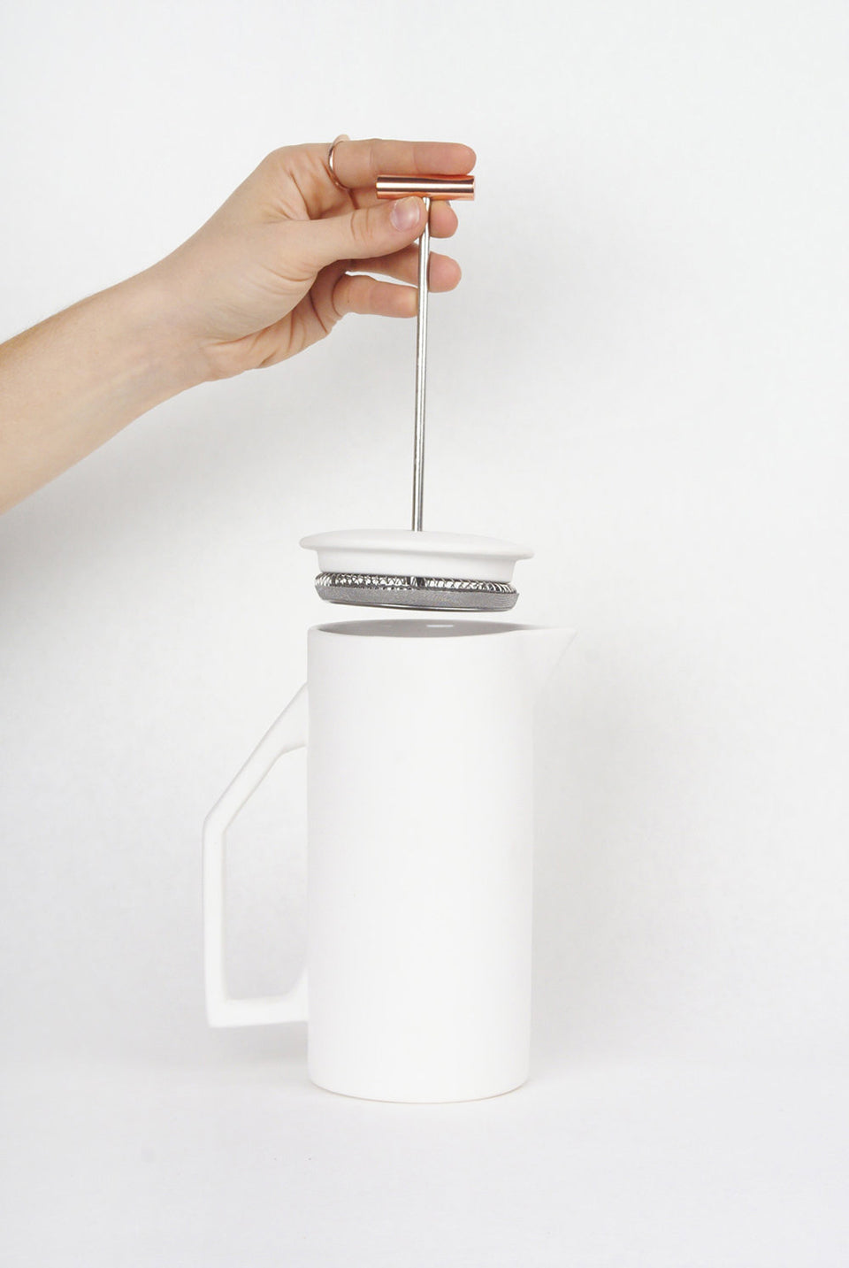 [Sample] Ceramic White French Press | Freeship