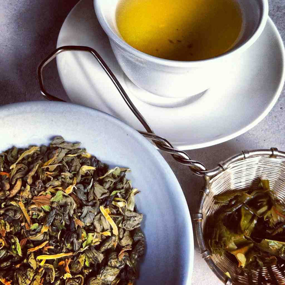 No. 38 Majorelle Mint Green Tea in Yellow Tin